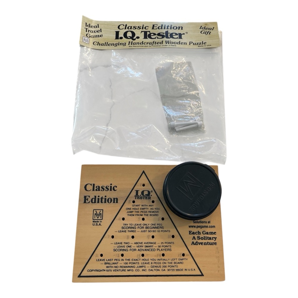 Classic Edition Wood PegGame Iq Tester Challenging and Fun Board Game